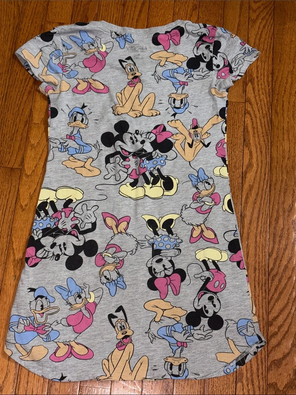 Disney Gray Kids Dress with Mickey, Minnie, Donald & Pastel Accents